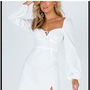 Princess Polly White Long Sleeve Dress